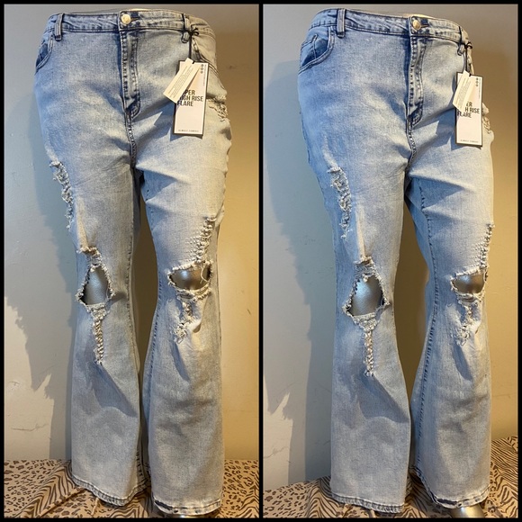 Denim - Plus Denim Flare Jeans: Size 22